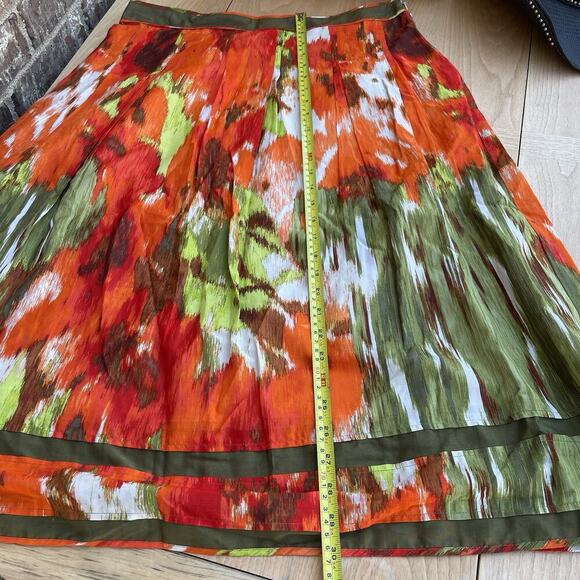 Talbots Pleated Floral Midi Skirt Women 12 Flowers Artsy Flowy Resort Silk Blend - Picture 8 of 8